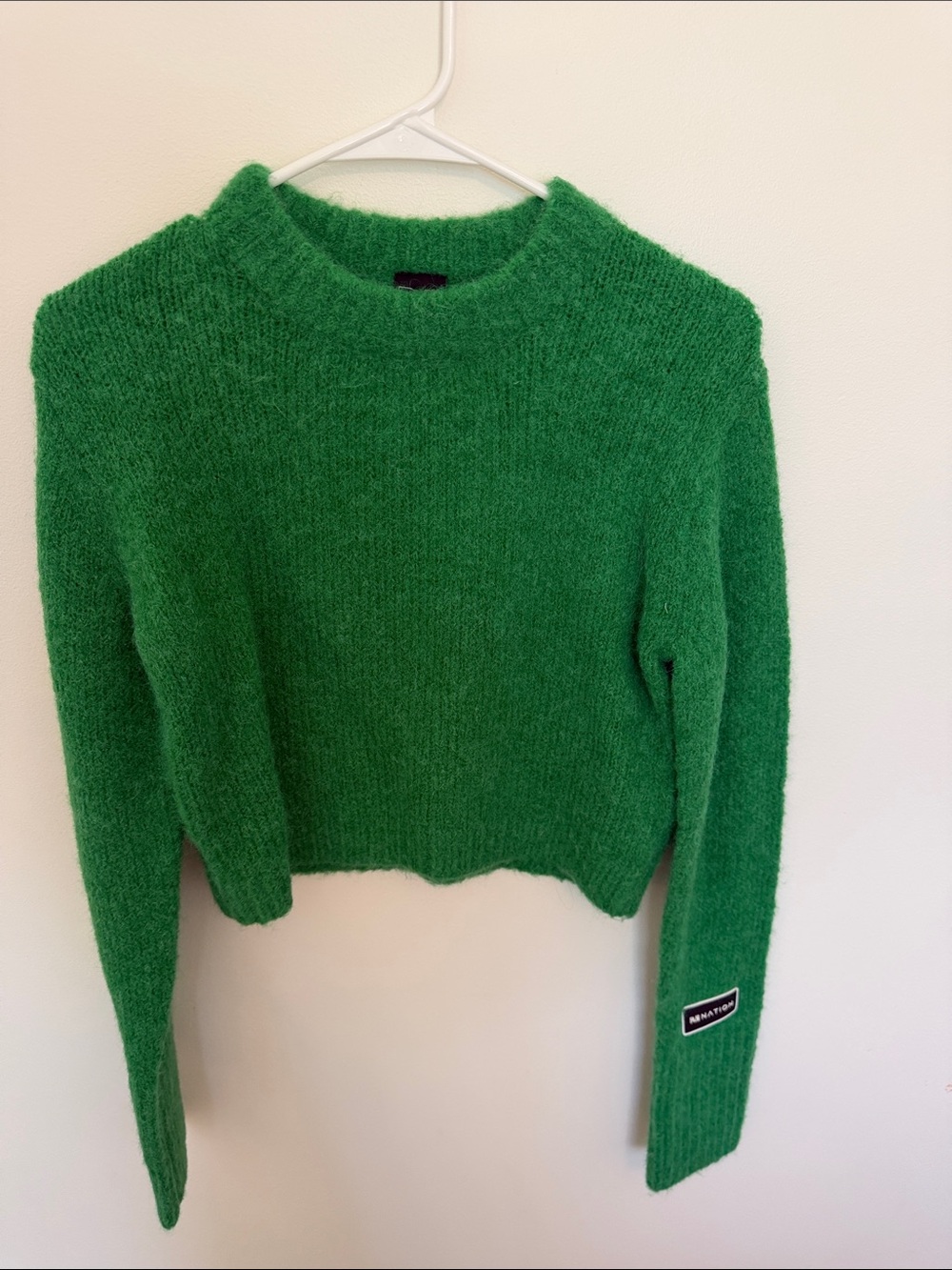P.E Nation Bright Green Fuzzy Crewneck Sweater